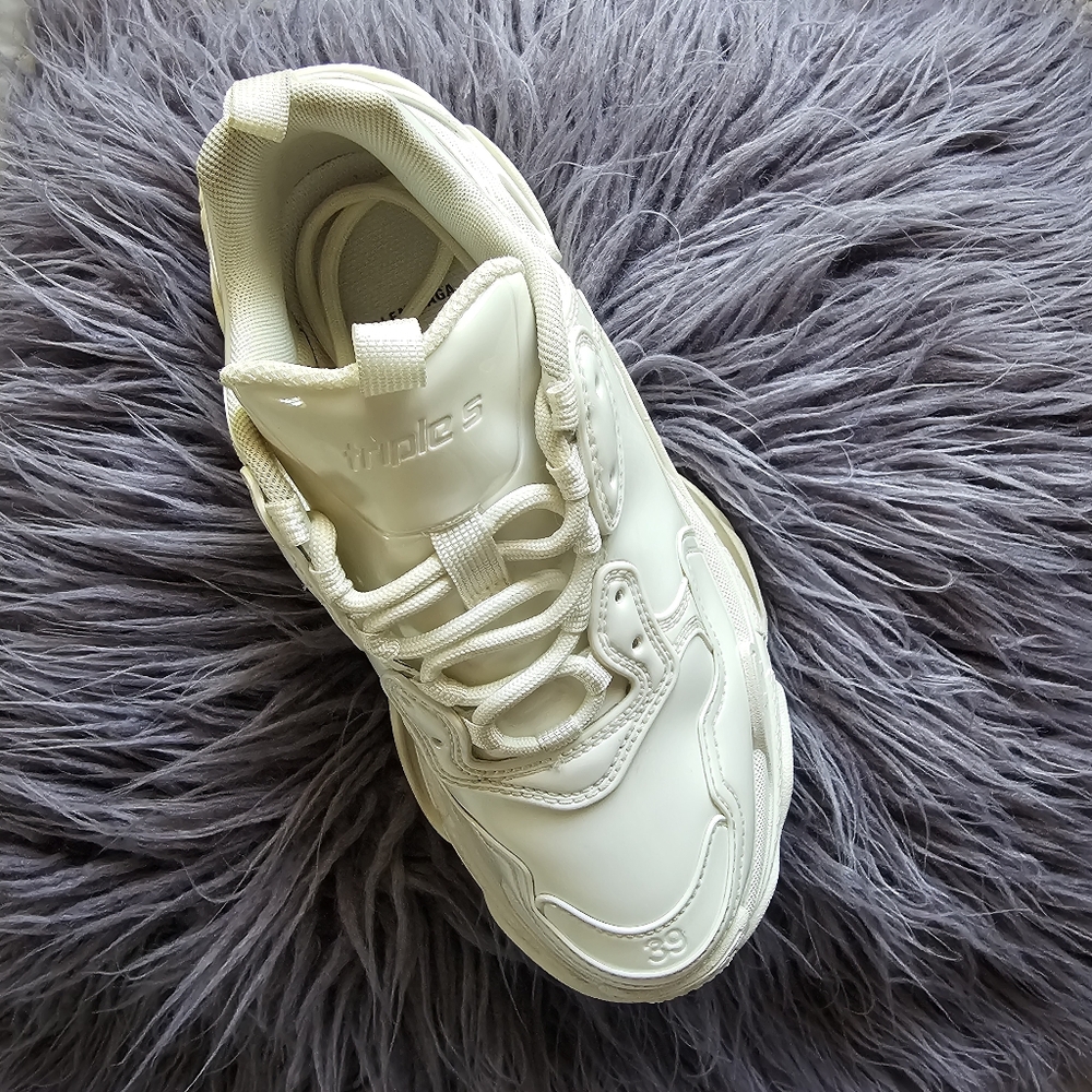 Balenciaga triple s "White Rubber" Chunky Sneakers AUTHENTIC size 39 - Picture 5 of 13